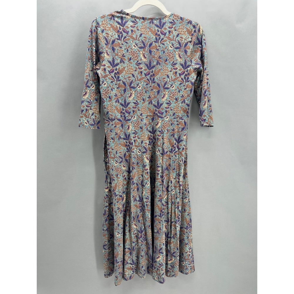 Peruvian Connection Tuscan Floral Dress Bluestone Maxi Small Boho Cottagecore - Picture 7 of 12